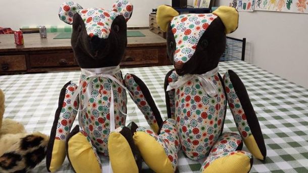 Memory bears made from well loved clothing