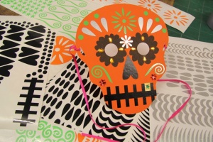 skull mask customised with vinyl stickers