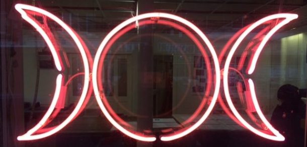 Goddess symbol in neon