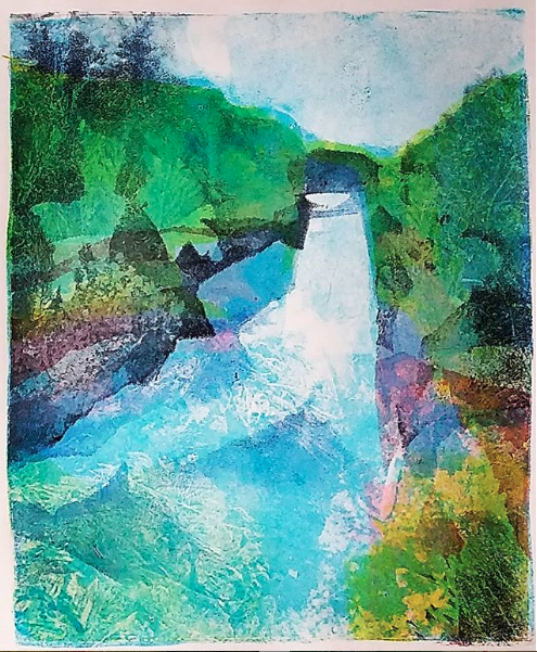 Kristiina Sandoe - Gelli Print 'Huka Falls, near Taupo'